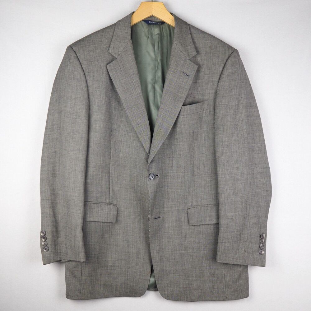 Vintage Burberry Blazer Gray Crosshatch Mens 39R Sport Coat Suit Jacket Wool